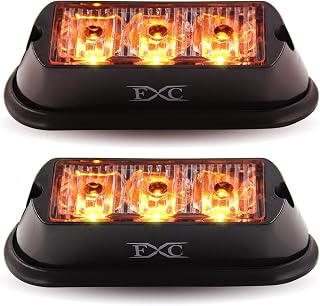 FXC (2PCS 3-LED Strobe Lights Amber Waterproof Emergency Beacon Flash Lights,Purishion Caution Bar 12 Different Flashing Car SUV Pickup Truck Van - Image 1