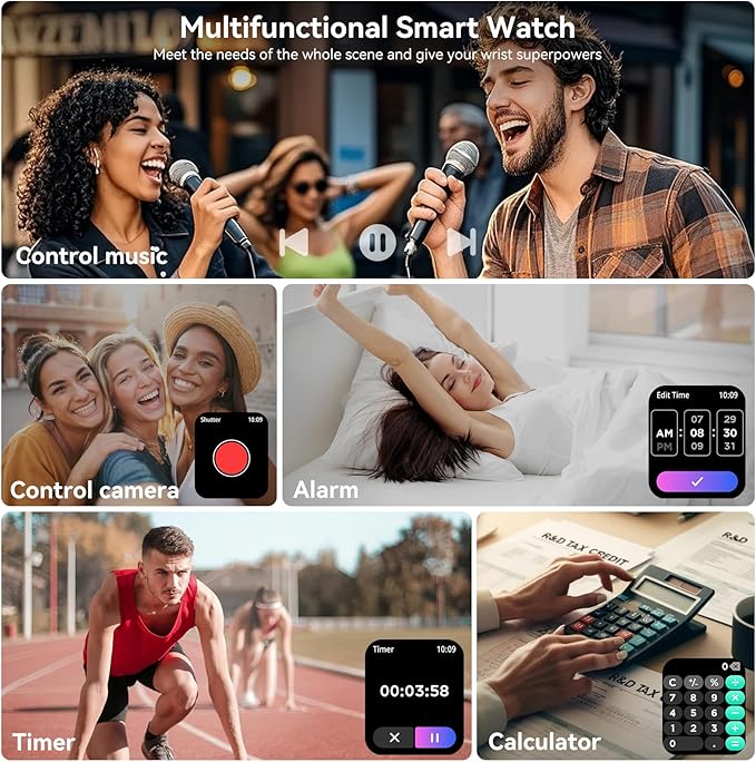 Smart Watch for Men Women Android & iOS, 5 ATM Waterproof Activity Fitness Tracker with Bluetooth 5.3 Calls, 130+ Sports Modes, 1.83" HD Smart Watch with Heart Rate/Sleep Monitor (Blue)