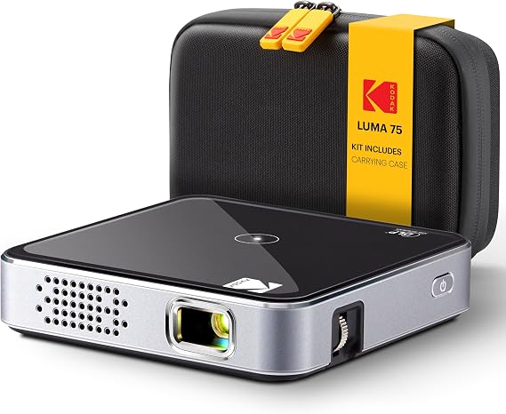 KODAK Luma 75 Mini Portable Projector, 1080p HD DLP, 2 Hour Runtime, Black