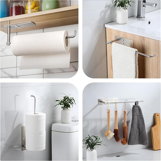 YIGII Wall Mount Paper Towel Holder, Under Cabinet Paper Towel Rack