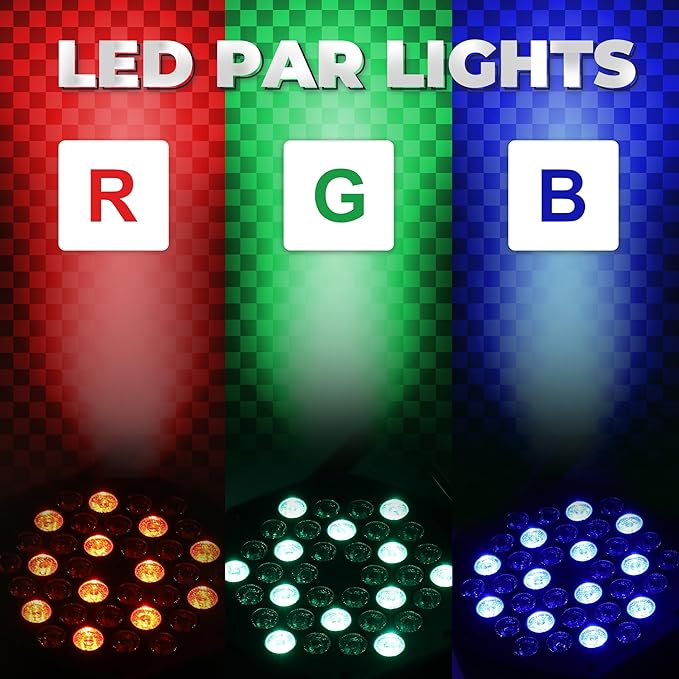 Rechargeable Par Lights 36 RGB Stage Lights, Wireless Dj Uplights Battery Powered Uplighting Sound Activated DMX Control for Wedding Dj Disco Show(4 Pack)