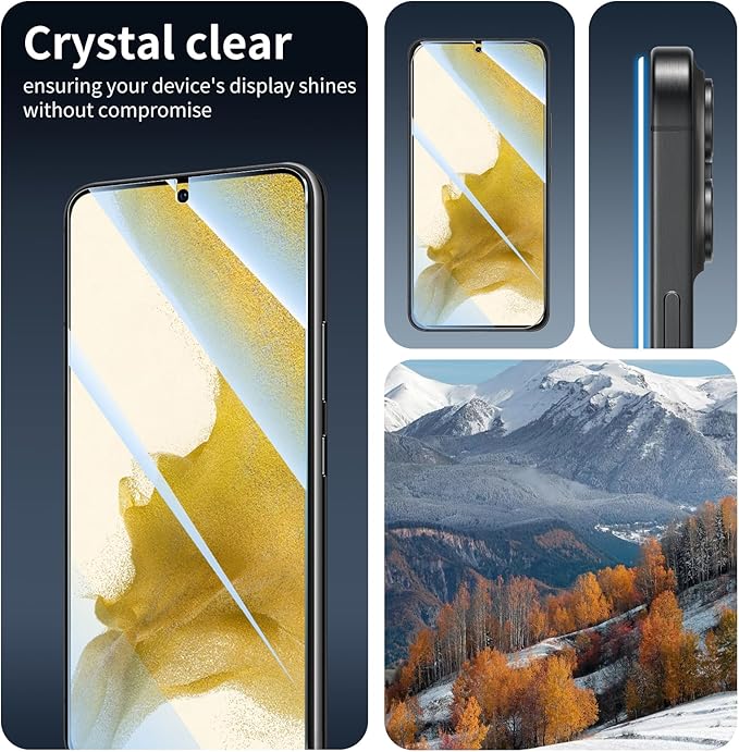 2*Screen Protector and 2*Camera Lens Protector for Samsung Galaxy S22 with a Installation Alignment Aid, Double Shatterproof HD Tempered Glass Film, [9H Hardness][Anti-Scratch]