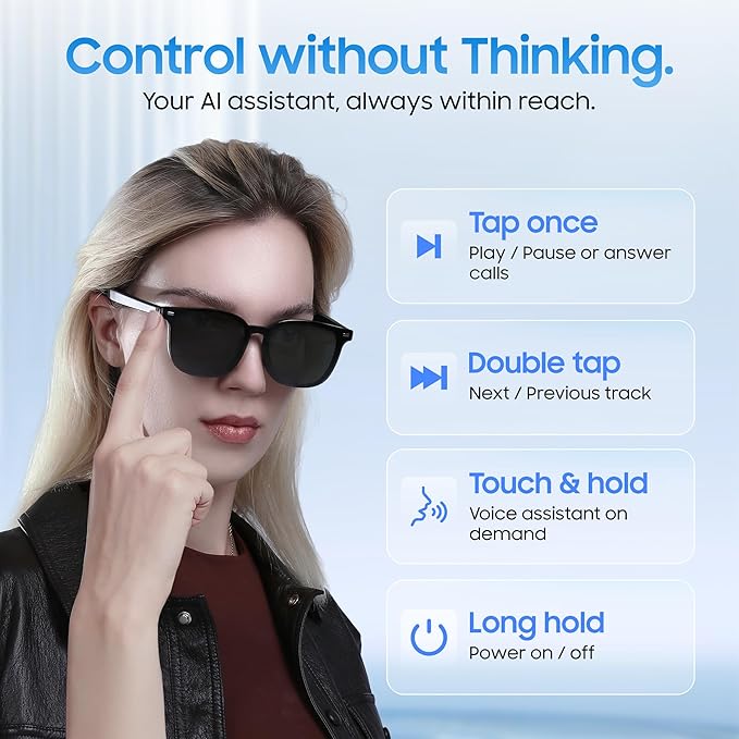LIMU Gen 5 Smart Glasses. Al Glasses with Real-Time Al Interpreter Open-Ear Bluetooth Glasses with Speakers. Hall-Sensor Auto On/Off, Magnetic Lenses (Black & Yellow, TRGO Frame for Women & Men