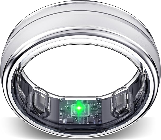 Smart Ring for Women Men, Minimalist Health Ring with Heart Rate, Step Counting, Calories, 5ATM Waterproof Smart Rings for iPhone and Android, No Subscription(Silver 11)