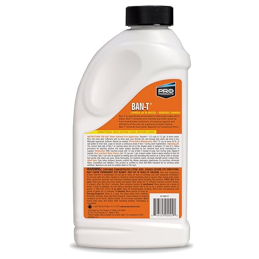 Ban-T Alkaline Water Neutralizer and Cleaner – Water Softener Tannin and Iron Removal Cleaner -- Removes Hard Water Deposits, Lime Scale, Iron Staining – Restores Water Softener Efficiency