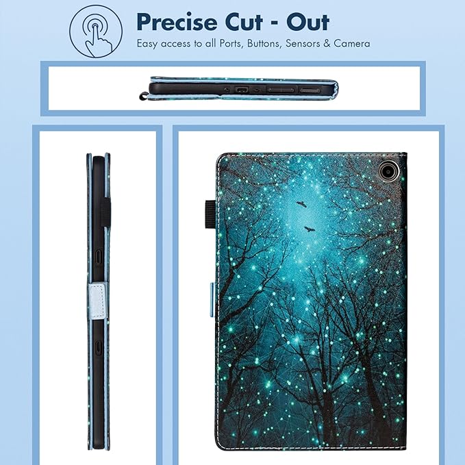 Dteck for Amazon Fire Max 11 Tablet Case 11" (13th Generation) 2023, PU Leather Shell TPU Back Cover Fold Stand Case with Auto Sleep Wake, Adjustable Viewing Angles, Cute Folio Case, Starry Forest