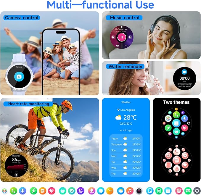 Smart Watches for Women Men 1.27" HD Fitness Tracker with Heart Rate/Sleep/Step/SpO2 Monitor, IP68 Waterproof Watch for Android iOS (Blue)