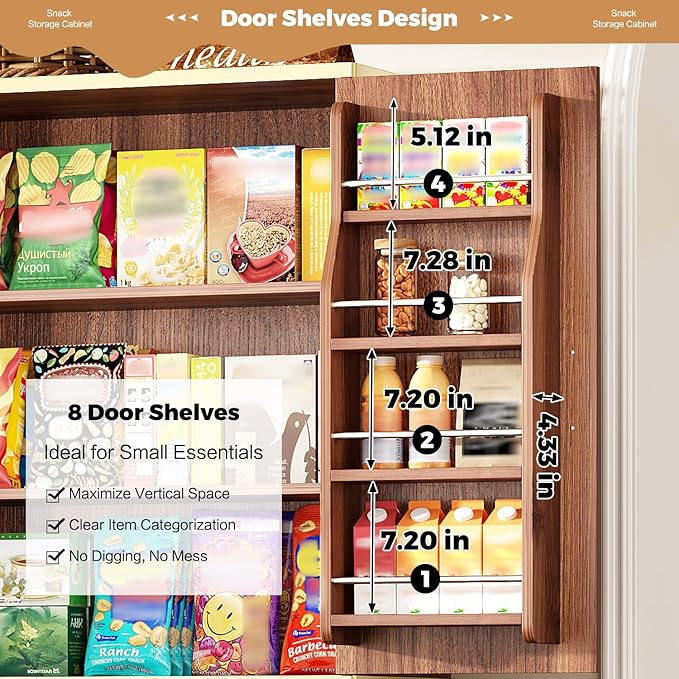 Fluted Pantry Cabinet, 71" Tall Modern Storage Cabinet with 4 Doors, Organizer, Drawer and 8 Door Shelves, Wood Cupboard for Kitchen, Dining Room, Living Room and Bathroom, Walnut