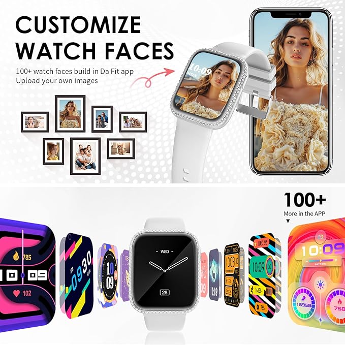 Smart Watch for Women, 1.75" AMOLED Fitness Tracker for Android iOS, Answer/Make Call with Heart Rate Sleep Monitor 130+ Sports Mode, IP68 Waterproof Smartwatch (Gray Band)
