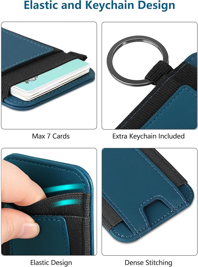 ExtreLife for Magsafe Wallet, Strongest Magnetic Wallet for iPhone 17/16/15/14/13/12 Series, for Magsafe Card Holder with 2 Card Slots, RFID Blocking, Slim, Vegan Leather, Hold 7 Cards, Blue