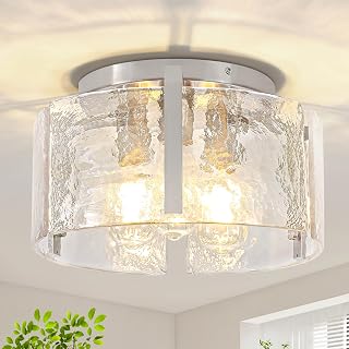 Modern Brushed Nickel Semi Flush Mount Ceiling Light 3 Lights Ceiling Lamp - Image 1