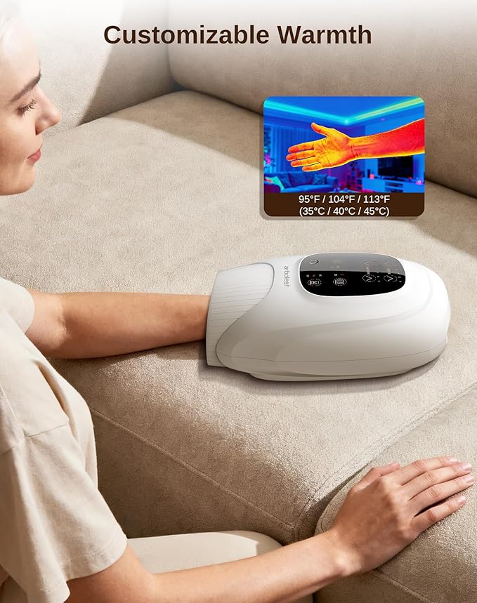 arboleaf Hand Massager with Heat and Compression, Gifts for Women Men Mom Dad, 6 Modes and 3 Heating Options, Cordless & Powerful Hand Massager for Finger, Wrist, Palmand Lower Forearm