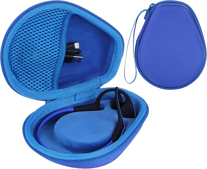 Hard Case Replacement for SHOKZ OpenRun Pro 2 / Pro 2 Mini/OpenMove/OpenRun/OpenSwim Open-Ear Bone Conduction Sport Headphones (Blue Case)