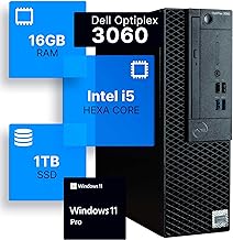 Dell Optiplex 3060 Desktop Computer | Intel i5-8500 (3.2) | 16GB DDR4 RAM | 1TB SSD Solid State | Windows 11 Professional | Home or Office PC (Renewed)