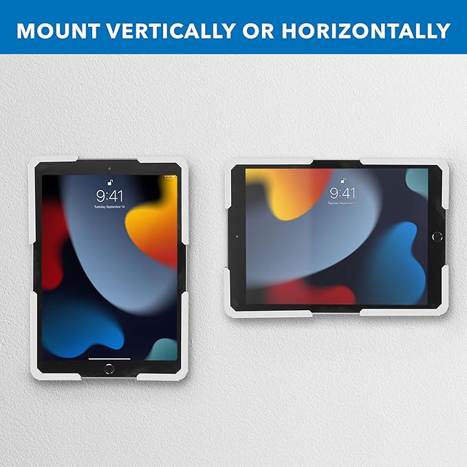 Mount-It! Universal iPad & Tablet Wall Mount Holder, Secure Steel Enclosure for 9.7–13.1 Inch Tablets, Wall or VESA 75x75 Mounting, Portrait or Landscape, Anti-Theft Tablet Mount for Office, Retail
