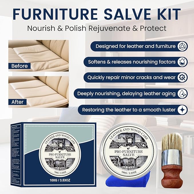 DIMOT Leather & Wood Repair Salve, Leather & Furniture Repair Salve, 2025 Upgrade Household Leather Upholstery Cleaners for Home