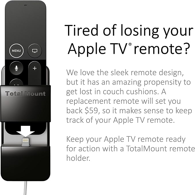 TotalMount Remote Holder for Apple TV (Safeguards Black Apple TV Remote Controls)