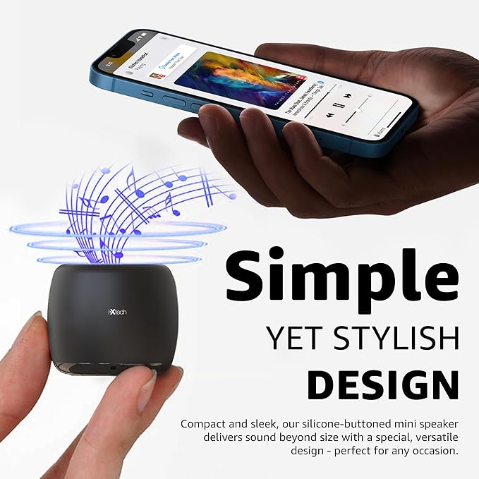 IXTECH Portable Bluetooth Speaker with Remote Shutter and Built-in Microphone - Mini Wireless Travel Speaker for Outdoors