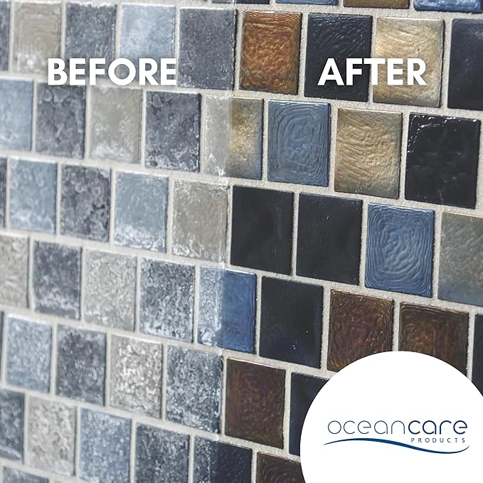 Oceancare Products - Calcium Releaser - Gallon (Cleans up to 300 Square Feet) - Pool Tile Cleaner Calcium Remover, Safe on Glass, Porcelain, & Ceramic Surfaces - Calcium Cleaner - Tile & Grout Cleaner