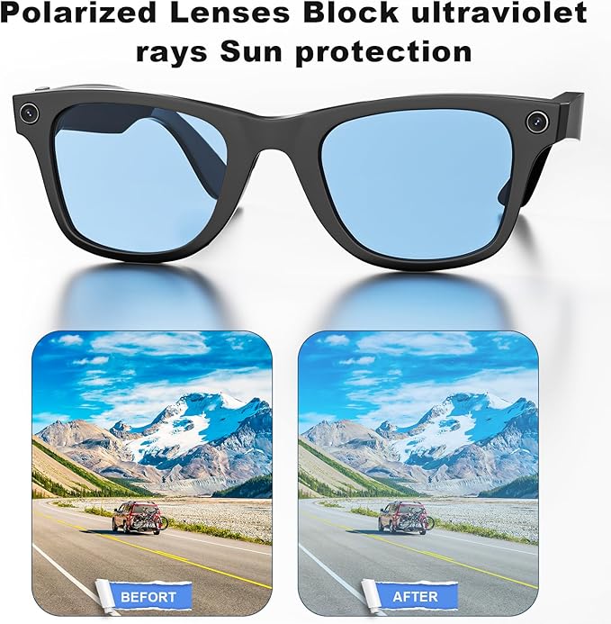 Replacement Lenses Compatible with Ray-Ban Meta Wayfarer RW4006 50mm Smart Glasses for Women Men-Non/Polarized Lenses