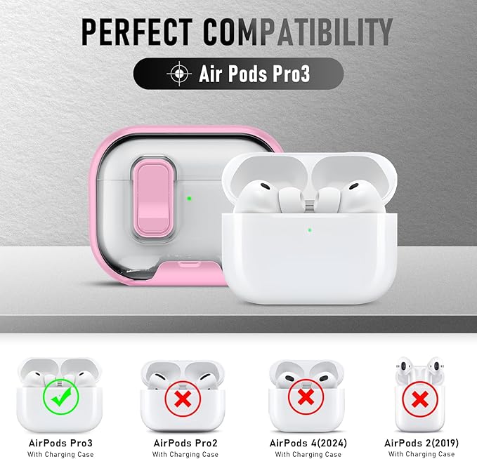 for AirPods Pro 3 Case (2025) with Phone Stand & Cleaner Kit, Cute Soft Silicone Cover for AirPods Pro 3rd Genera case with Keychain for Women Men with Keychain for Airpod Pro case(2025) Pink