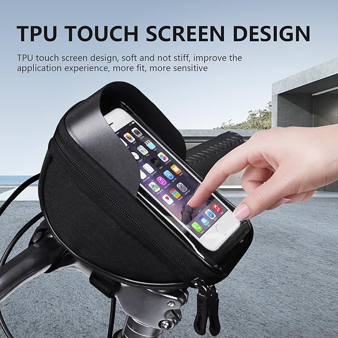 Qlife Bike/Bicycle Phone Front Frame Bag, Waterproof Bike Phone Holder,Cycling Pouch with Rain Cover, Bicycle Top Tube Bag, Bike Accessories for Phones up to 7"