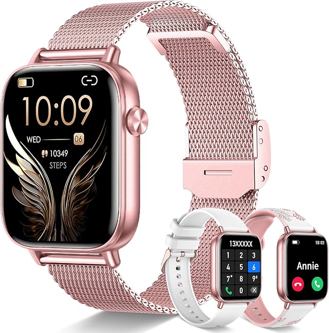 1.83'' Smart Watch for Women with Bluetooth Call (Answer/Dial), Activity Fitness Tracker with 100+ Sport Modes Heart Rate/Sleep Monitor Pedometer, Women Smartwatches Compatible Android Phone iPhone