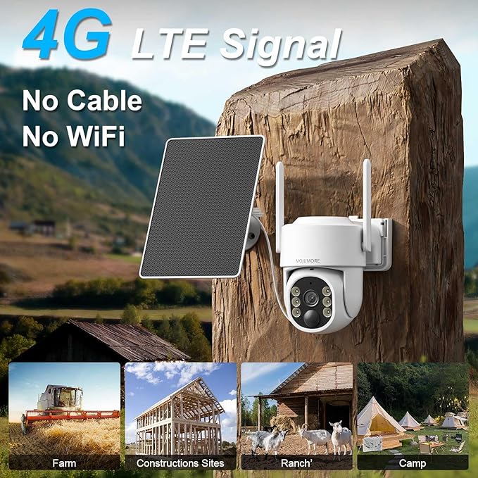 4G LTE Cellular Security Camera, No WiFi Security Cameras Wireless Outdoor, Outdoor Camera Wireless, Smart Motion Detection, 2K Live View, Color night Vision, Instant Notification, 2-Way Talk 2 Pack