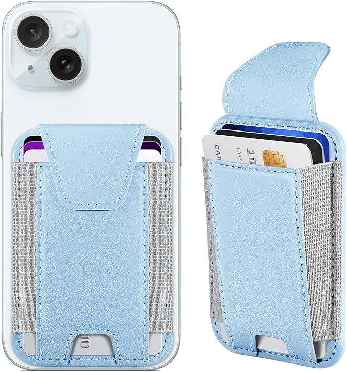 Miroddi for MagSafe Wallet with Privacy Flap, Strongest Magnetic Card Holder for iPhone 17, iPhone 16/15/14/13/12 Series, Leather Magnetic Phone Wallet, RFID Blocking, Fit 7 Cards, White Ice