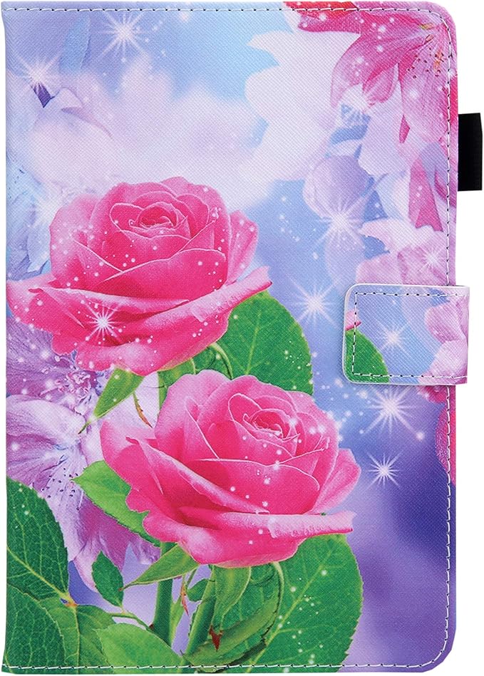 Dteck for Fire Max 11 (13th Generation) PU Leather Tablet Case - Protective Fold Stand with Auto Sleep Wake, Adjustable Angles, 4 Card Slots, Slim Folio Book Case, Pink Rose