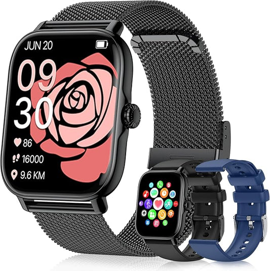 Smart Watches for Women Men, Steps Counter Fitness Tracker Watch for Android iPhone with Sleep Calorie Monitor and 110+ Sports, IP68 Waterproof, Pedometer Smartwatch (Black, 1.91)
