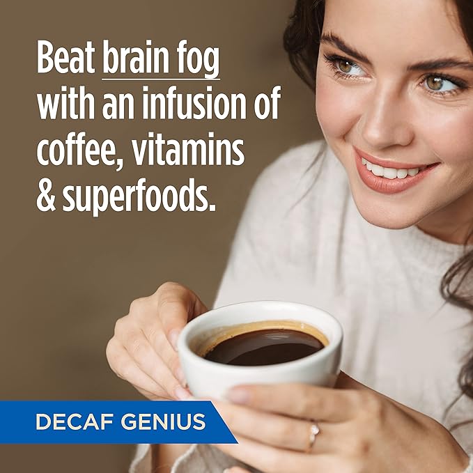 Decaf Genius Keto Coffee Pods with MCT Oil, Turmeric, and B Vitamins by VitaCup for Focus in Recyclable Single Serve Pod Compatible with K-Cup Brewers Including Keurig 2.0, 32 CT