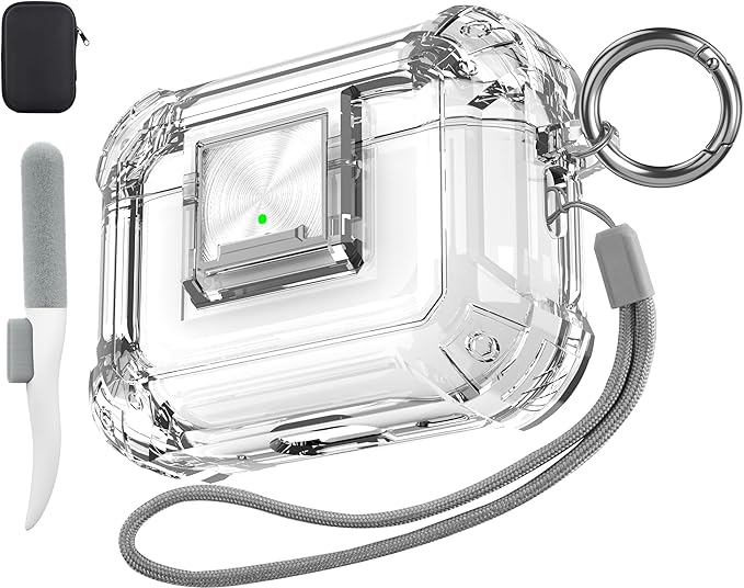 Valkit Compatible Airpods Pro 2nd/1st Generation Case Clear with Cleaner Kit & Lock, Soft TPU Airpod Pro 2/1 Case Shockproof iPods Pro 2 Protective Case for Airpods Pro Gen 2nd/1st(2023/2022/2019)