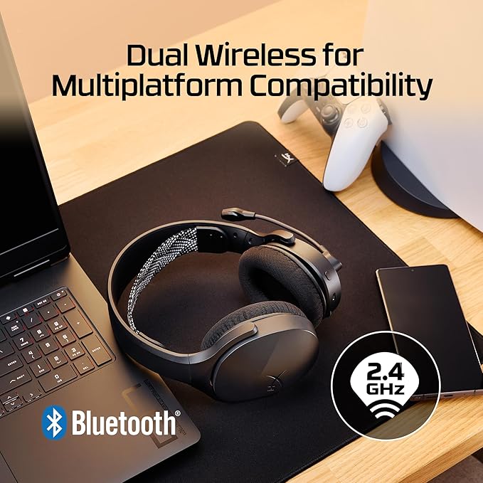 HyperX Cloud Jet – Dual Wireless Gaming Headset, 2.4GHz dongle, Bluetooth 5.3, PC, PS5, Mobile, USB-A – Light Blue