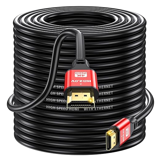 HDMI Cable 150ft, 4K@60Hz, 18Gbps High Speed HDMI 2.0 Cord, Ultra HD,Ethernet Audio Return,Video 4K,1080p,3D,Arc, HDR Compatible with Xbox,PS5/PS4,HDTV,Laptop ect(Red)