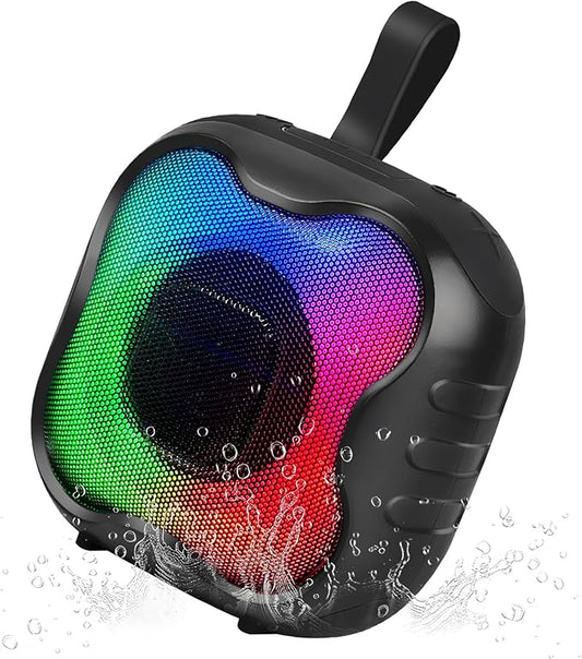 Cinolink Shower Bluetooth Speaker, IPX6 Waterproof Portable Speaker with Loud HD Sound RGB Lights for Home, Beaches Portable Wireless Outdoor Speakers