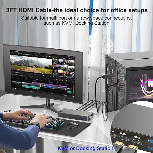HDMI Cable 3FT 20-Pack, 4K HDMI to HDMI Cable 3FT Multi-pack,High Speed Shielded HDMI 2.0 Cord with 2k@165/144Hz,HDCP 2.2, HDR, ARC & CL3 Rated | for Laptop, Monitor, TV PS5, PS4, Xbox, Soundbar,KVM
