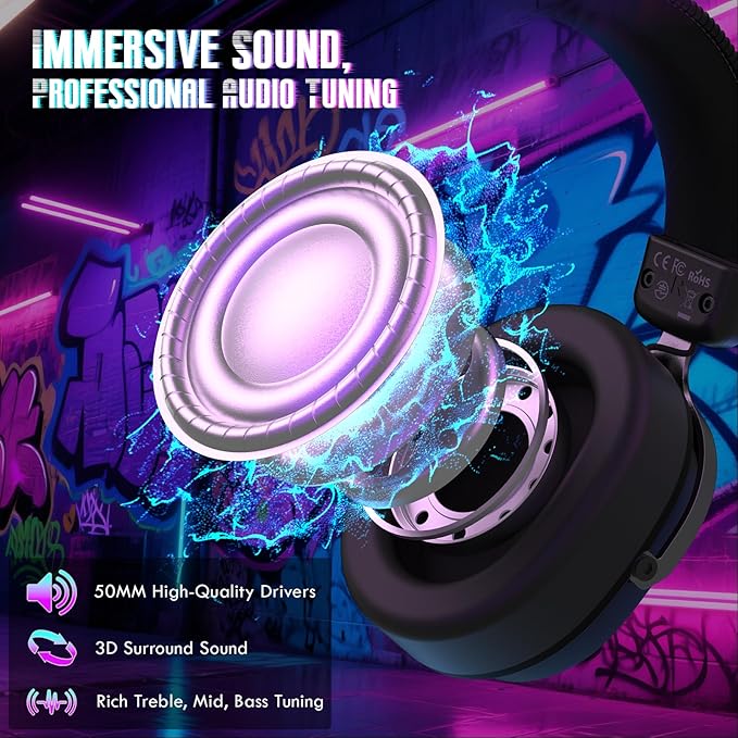 ATTACK SHARK L30Pro Wireless Gaming Headset with 2.4Ghz/BT/Wired, Long Battery Life with Detachable Microphone 7.1 Surround Sound Ultra-Low Latency for PC/PS5/Xbox/Switch/Mobile Black