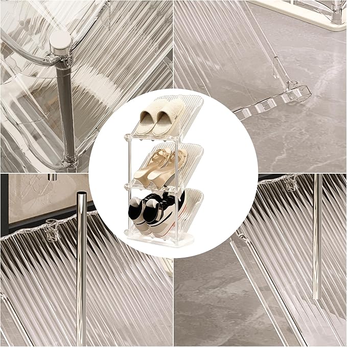 YYW Narrow Shoe Rack Vertical Shoes Rack for Entryway Corner Shoe Storage Organizer for Small Spaces Transparently Tall Slim Shoe Shelf for Front Door Entrance Living Room Grey 5 Layers