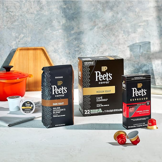 Peet's Coffee, Dark Roast Keurig K-Cup Pods - House Blend 88 Count (4 Boxes of 22 Pods)