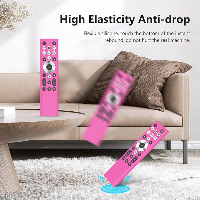 LEFXMOPHY Cover for ERF6A80 ERF6G80H ERF6F80H Voice Remote for 2024 Hisense U6 U7 U8 U9 Series 4K Google Smart TV Case Silicone Protective Skin Glow in Dark - Pink