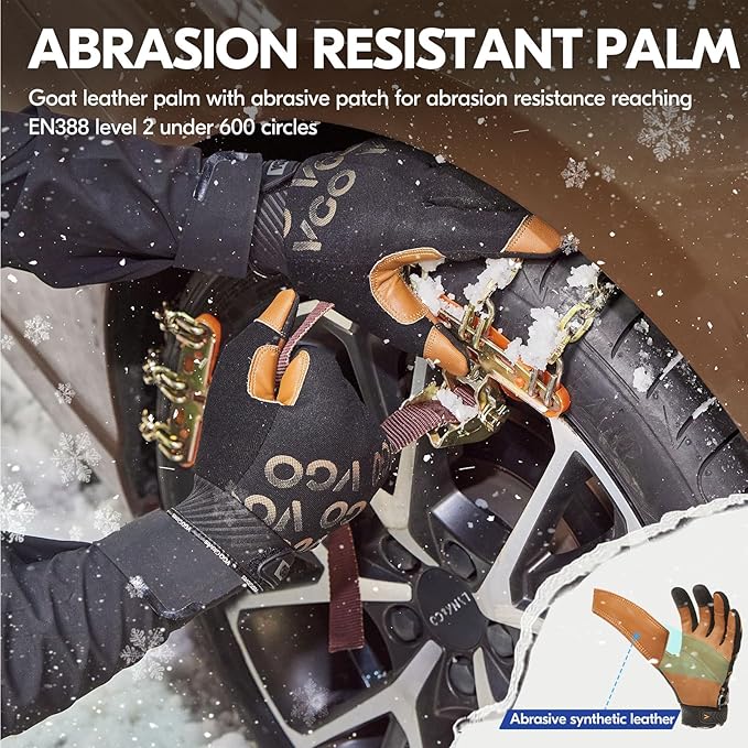 Vgo... 1-Pair -4? or above 3M Thinsulate C100 Winter Warm Waterproof Light Duty Mechanic Glove, High Dexterity, Anti-abrasion, Rigger Glove (Size XL, Brown, GA9603FW)