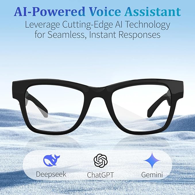 AI Smart Glasses for Men & Women – ChatGPT-Powered, 164 Languages Translation, Bluetooth, Photochromic Lenses, Hands-Free Calls, UV & Blue Light Protection