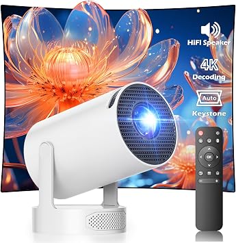 Mini Projector with WiFi 6 & Bluetooth,Auto Keystone,4K Supported