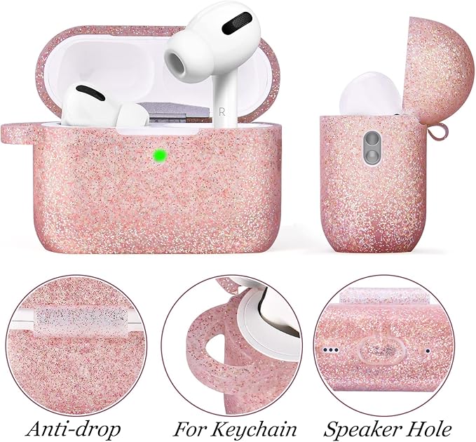 Case for Airpods Pro 1st 2nd Generation - VISOOM Airpods Pro 1/2 Cases Cover Women Silicone iPod Pro 2 Earbuds Wireless Charging Case Girl Bling Keychain for Apple Airpod Gen Pro 2