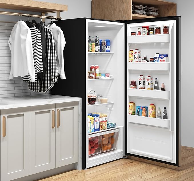 KoolMore CUFR-21C 21 cu. ft. Upright Convertible Freezer/Refrigerator, 2-in-1 Appliance, Storage for Fresh or Frozen Food and Drinks with Clear Shelves and Drawers in Silver, Stainless Steel