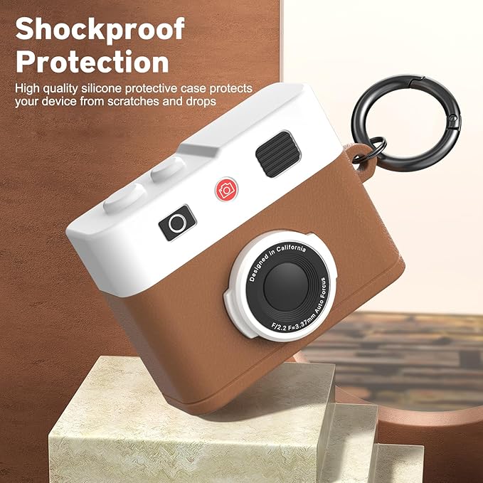 Valkit Compatible with Airpods Pro 3 Case Cute with Cleaner Kit,Camera Design for Air pod Pro 3 Cover with Keychain Shockproof Protective Soft Silicone Case for Airpods Pro 3 Gen for Men Women(Brown)