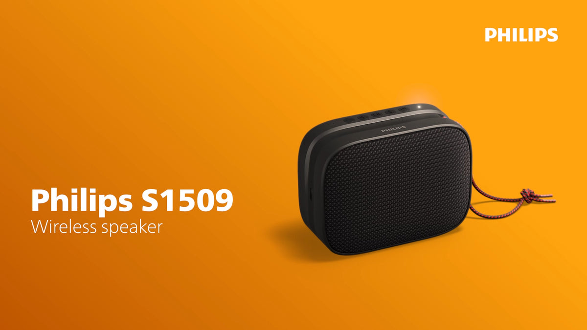 Philips S1509 Portable Bluetooth Speaker,Wireless Speakers with Extra Bass,Quality Sound,12 H Battery,TWS Pairing,Support Stereo Sound,Bluetooth 5.3,IPX7 Waterproof,for Indoor & Outdoor,Small,Black