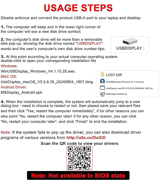 USB to HDMI Adapter Cable 10FT, 1080P 60Hz USB A 3.0 to HDMI Adapter for Monitor, TV, Projector, Compatible with Mac OS Windows 7/8/10/11 - Requires Driver Installation
