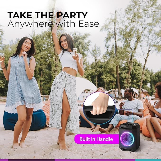 Philips Bluetooth Party Speaker, Dynamic Bass Boost, Bluetooth and Aux-in, Microphone Input, Wireless Pairing for Stereo Sound, Up to 7 Hours Battery, Built-in Carry Handle (Party Speaker 2208-4)